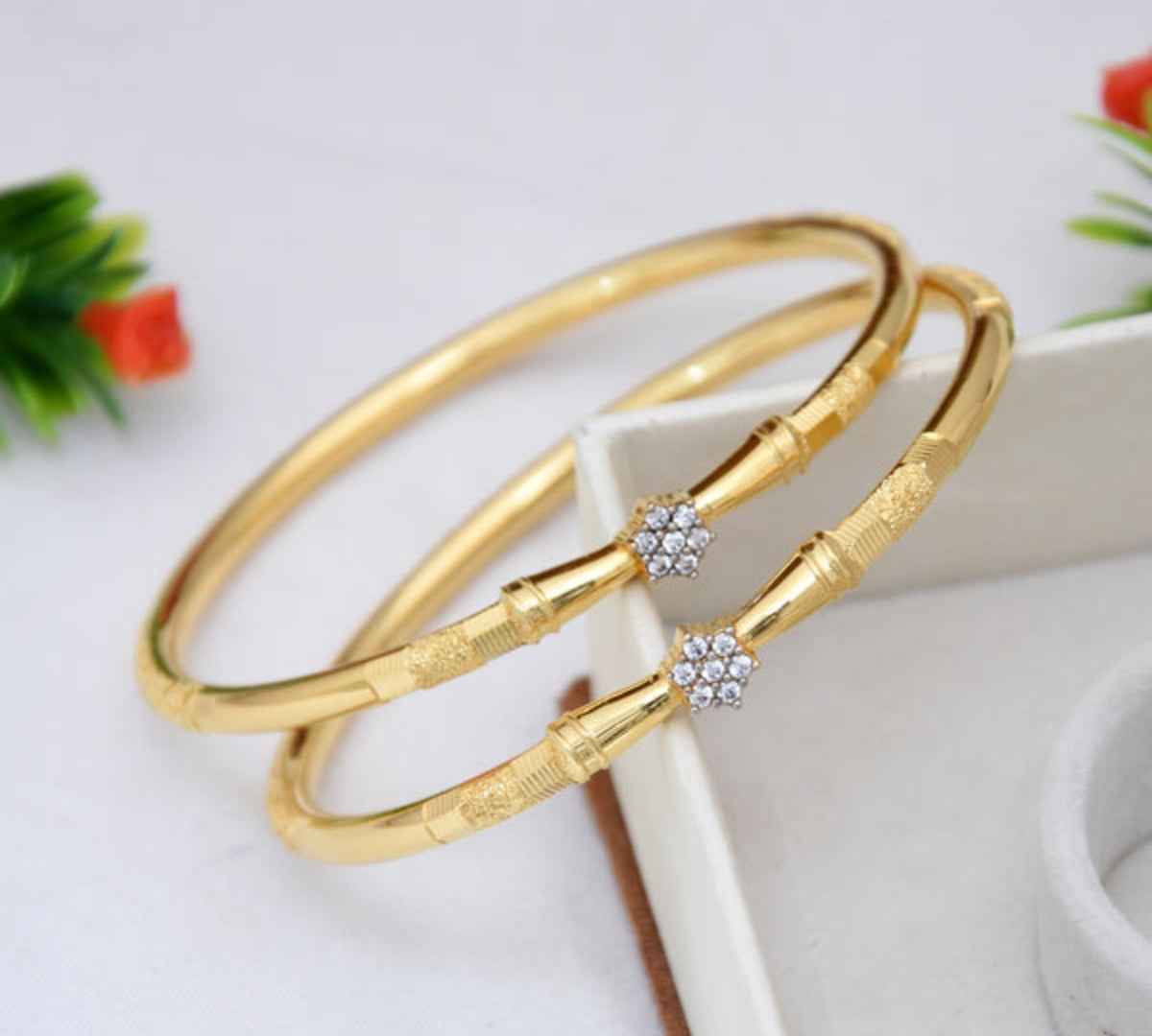 1 Gram Gold Plated Dazzling Design Bangles for Ladies