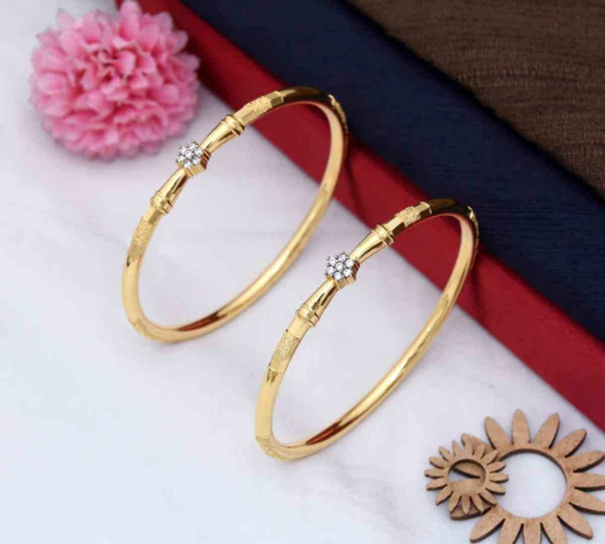1 Gram Gold Plated Dazzling Design Bangles for Ladies