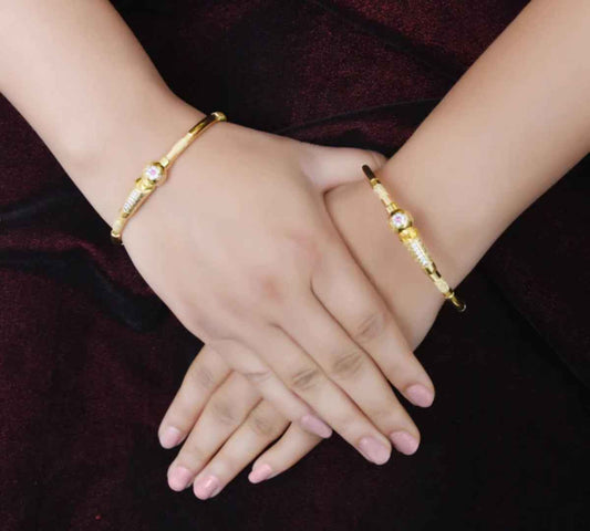 1 Gram Gold Plated Opulent Design Bangles for Ladies