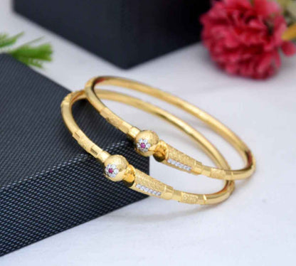 1 Gram Gold Plated Opulent Design Bangles for Ladies